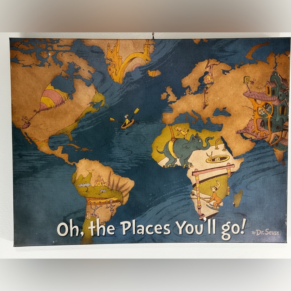 Dr. Seuss licensed reprint art print. “Oh, the Places You'll Go!" 18” c 24” x1”